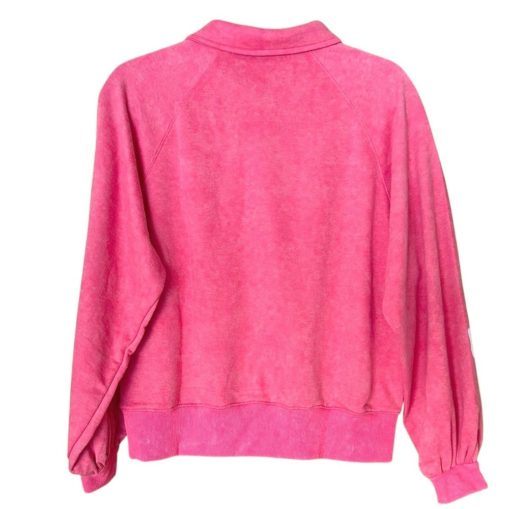 Kawaii Style Hot Pink Sweatshirt Women's Size S White Sequin Bow Applique - Picture 2 of 6